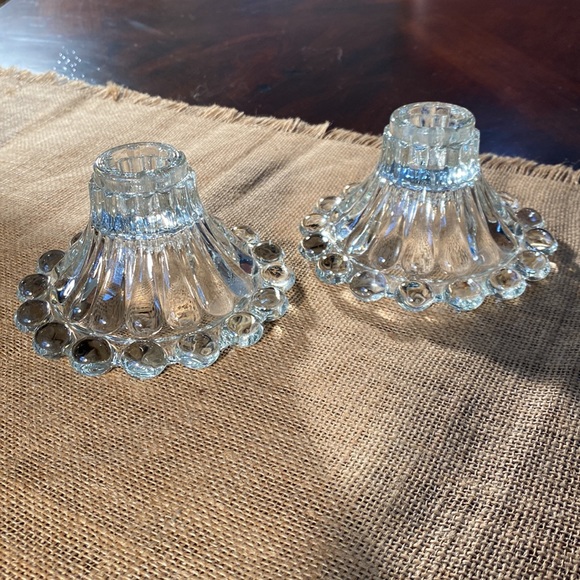 Pair of vintage bubble glass reversible candleholders. - Picture 4 of 4